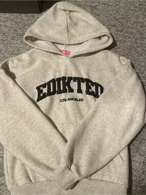 EDIKTED Los Angeles Cream Logo Hoodie